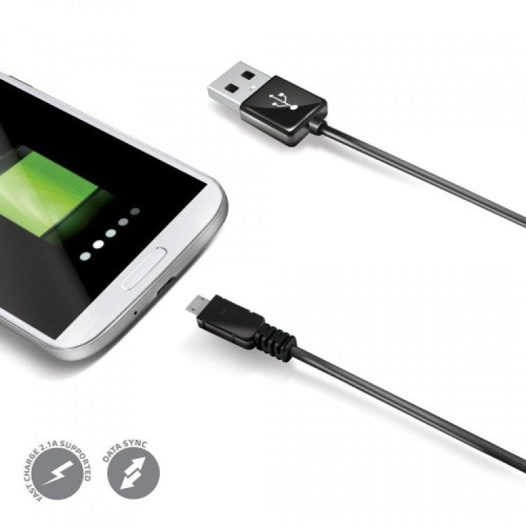 Celly Charge&Sync USB Kabel Micro USB 2m - Zwart