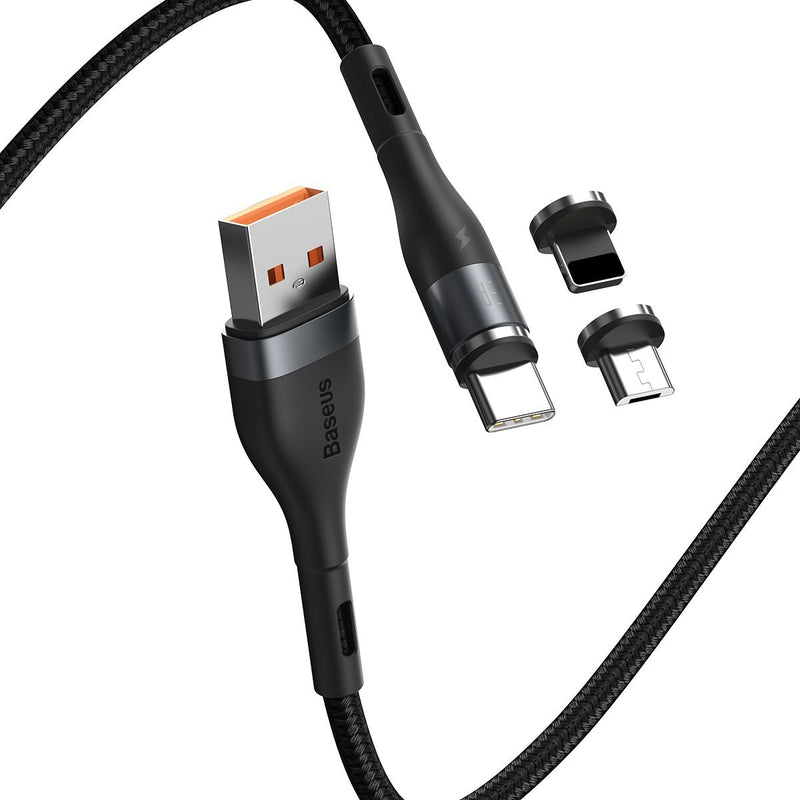 Baseus 3-in-1 Magnetische USB naar Lightning, USB-C, Micro-USB 5A 1 Meter